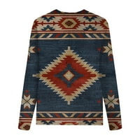 Ženske zapadne košulje Vintage etnički stil Geometrijski print Dugi rukav Aztec Tunic Tops Labavi Ležerne
