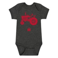 Crveni traktorni dojenčad sivi kratki rukav Bodysuit D15750
