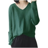 Ketyyh-Chn Ženska modna osnovna majica prugasti košulje Tunic TOP bluza zelena, jedna veličina