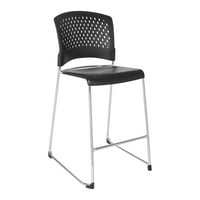 Office Star proizvodi visoka stolica s plastičnim sjedalom i leđima i kromiranim okvirom 4-pakovanja