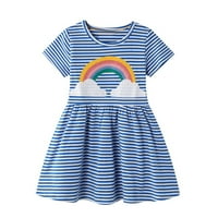 Dečije devojke Ljetna haljina Ležerne prilike Rainbow uzorak kratkih rukava Sunderss trake pamučne haljine