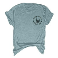 Fabiurt bluza za žene slatko slovo Ispis žena majica dvostruka tiskanje majice kratkih rukava za žene, sive