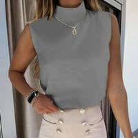 Ženski vrhovi ženske casual solid color turtleneck bluza bez rukava na vrhunske veličine za žene