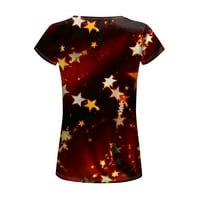 Ženski vrhovi ženski modni casual digitalni mjesec i zvjezdani print s kratkim rukavima s majicom s