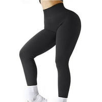 NJSHNMN joga hlače za žene visoke struk gamaše vježbanje s džepovima plus veličina, crna, l
