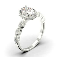 Art Deco 1. Carat ovalni rez Diamond Moissite Classic Angažman prsten, halo vjenčani prsten u 10k čvrsto