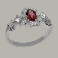 Britanci napravio 9k bijeli zlatni prirodni ružičasti turmalinski i dijamantni ženski prsten - veličine