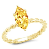 2.0ct Marquise Cut Yellow Prirodni citrinski 14k žuti zlatni angažman prsten veličine 9,75