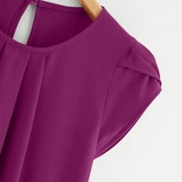 Fjofpr Ženski vrhovi ženske plus veličine Majice od pune boje Summer casual okrugli vrat Bluza kratkih
