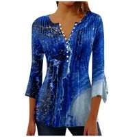 Košulje za žene Plain Tunic Ljetni vrhovi Dressy Casual Bell kratki rukav V izrez Spring Bluze Fragarn