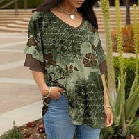 Bluze Grafički printira lajkovska vrhova za slobodno vrijeme Okrugli izrez ljeta za žene vojska zelena