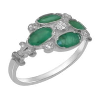 Britanci napravio je real 10k bijeli zlatni prirodni dijamantski i smaragdni ženski zaručnički prsten