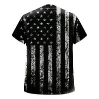 Yyeselk 4. srpnja Žene Ljetne bluze Ležerne kratkih rukava Gumb Up V-izrez Tunic The Trendy American Flag Ispis Dame Vanjske košulje Black XL