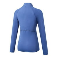 Ženski patentni zatvarač s dugim rukavima Brzo sušenje Sportska oprema za fitness Trening Solid Color Majica Plavi XL
