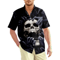 Havajska majica za MONE Gumb Down kratki rukav ležerni lubanja ručna ručna i visoko opuštena-fit 7xl