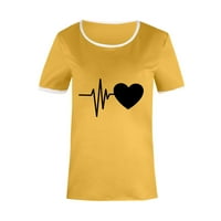 Zodggu proljeće Ljeto Trendy Pulover Tunic T majice za žene Kratki rukav Crew Crt Love Heart Print Fashion