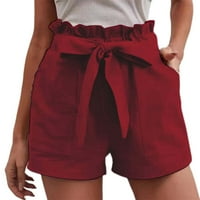Booker Žene Ležerne kratke hlače Comfy čipke UP Elastični struk Ljeto sa džepovima Pamučne i posteljine