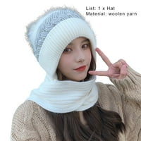 Pleteni šešir u pompom kontrastnim prugama u boji rastezljivo zaštitu zadebljanih uši mekane zimske
