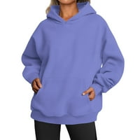 Qcmgmg hoodie lagani džep s dugim rukavima ženska dukserica plus veličina pulover od punog boja Lagana