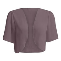 Trendi ženska povremena jakna za žene mekani šifon otvoreni prednji čisti kratki rukav kardigani za