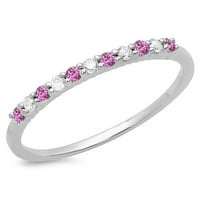 Dazzlingock Collection 14k Round Pink Sapphire & White Diamond ženski zabrinjavajuće vjenčani trake,