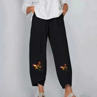Ženske harem hlače elastična struka casual labava fit pamučna posteljina kapris s džepovima labave ljetne hlače sa džepovima