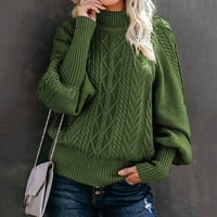 Puntoco Plus Veličina gornji klirens, žene Čvrsti dugi rukav debeli pleteni pulover Crewneck džemper
