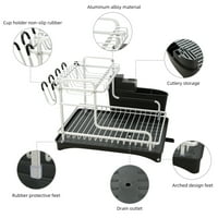 Ikayaa ploča za dvostruku posudu za suđe kuhinju kuhinjski nosač za pribor za jelo crna srebrna velika