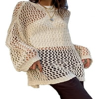 Aunavey žene izdubljene pulover duks dugih rukava džemper pleteni prevelizirani pokrivač up bairycore
