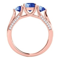 Mauli dragulji za žene 1. karatni dijamant i okrugli oblikovani safirni prsten 4-prong 10k ruže zlato