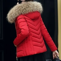 SKPBlutn ženska jakna kaputi zimski jeseni ugodni vrhovi topla pamučna podstavljena odjeća veliki vuneni ovratnik debeli pamučni pamučni podstavljeni parkas vrat plus veličine otvorenih prednjih jakna kaput crveni xl