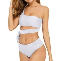 Zuwimk bikinis za žene, ženski bikini setovi viši izrez dva kupaitka sportski kupaći odijelo bijelo,