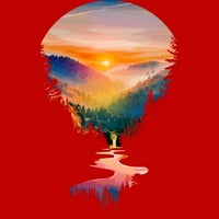 Ljetni izlazak sunca Muški crveni grafički tee - Dizajn od strane ljudi 2xl
