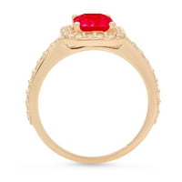 2.07ct smaragdni rez crveni simulirani ruby ​​18k žuti zlatni godišnjički angažman halo prstena veličine