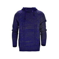 SNGXGN muški kabel pleteni pulover Džemper Stretch dugih rukava Osnovni džemperi, plavi, veličina 2xl