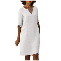 Ljetne haljine za žene Ženske haljine Shift Boho Haljine Solidne haljine Plaža Haljina za odmor Pokloni na klirensu bijeli s