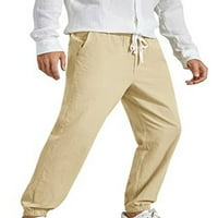 Bomotoo muške hlače elastične struine pantalone za crtanje dna tanka fit loungewear jogger svjetlo žuto