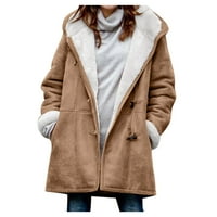 Zimski kaputi za žene zimske plus veličine čvrsti plus baršunasti kaput dugi rukav rukav džepni kaput