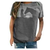 Majice za žene plus veličine Žene kratki rukav životinjski cvjetni ispisani O-izrez Tee majica za bluza TEE majica TOP bluza