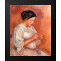 Renoir, Pierre-Auguste crni moderni uokvireni muzej umjetnički print pod nazivom - Žena šiva 1908