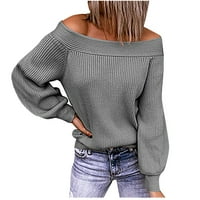 Dukseri Odeerbi za žene Trendy Solid Boja dugih rukava s dugim rukavima na ramenu džemper vrhovi