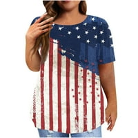 Plus veličine za žene Dan nezavisnosti Seksi V-izrez Bluza LACE casual labave ljetne kratke majice s