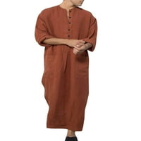Niuer muns haljina dugih rukava molitva rube musliman maxi majica Vintage vrhovi pune boje košulje sive