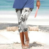 qolati ženske kapri-pantalone za zidanje vintage cvjetni print rastezljive ljetne joge hlače casual
