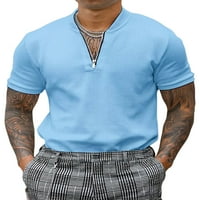 Cindysus Men T majice Prednji zip majica Kratki rukav Ljetni vrhovi Sport Basic Tee Fashion Pulover