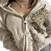 Gwiyeopda ženska dukserica dugih rukava sa dugim rukavima za zip-up jakna s džepovima