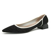 Ženske haljine cipele šiljaste nožne pumpe klizne na visoke pete Modne uredske cipele Dame Chunky Heel Comfort crna 8.5