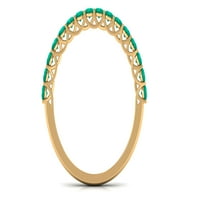Minimalni napola vječnog prstena sa laboratorijama stvorena smaragdom za žene, 14k žuto zlato, SAD 12.50