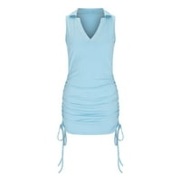 Petort ženska ležerna haljina TUNIC TOP SWING MAJICA Labava haljina sunčane haljine plave, 3xl