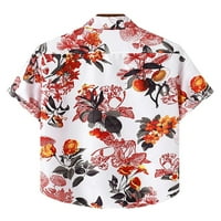 Dugme Sanviglor Mens Twith Down Majica kratki rukav na vrhu havajska bluza za odmor tee crvena cvjetna